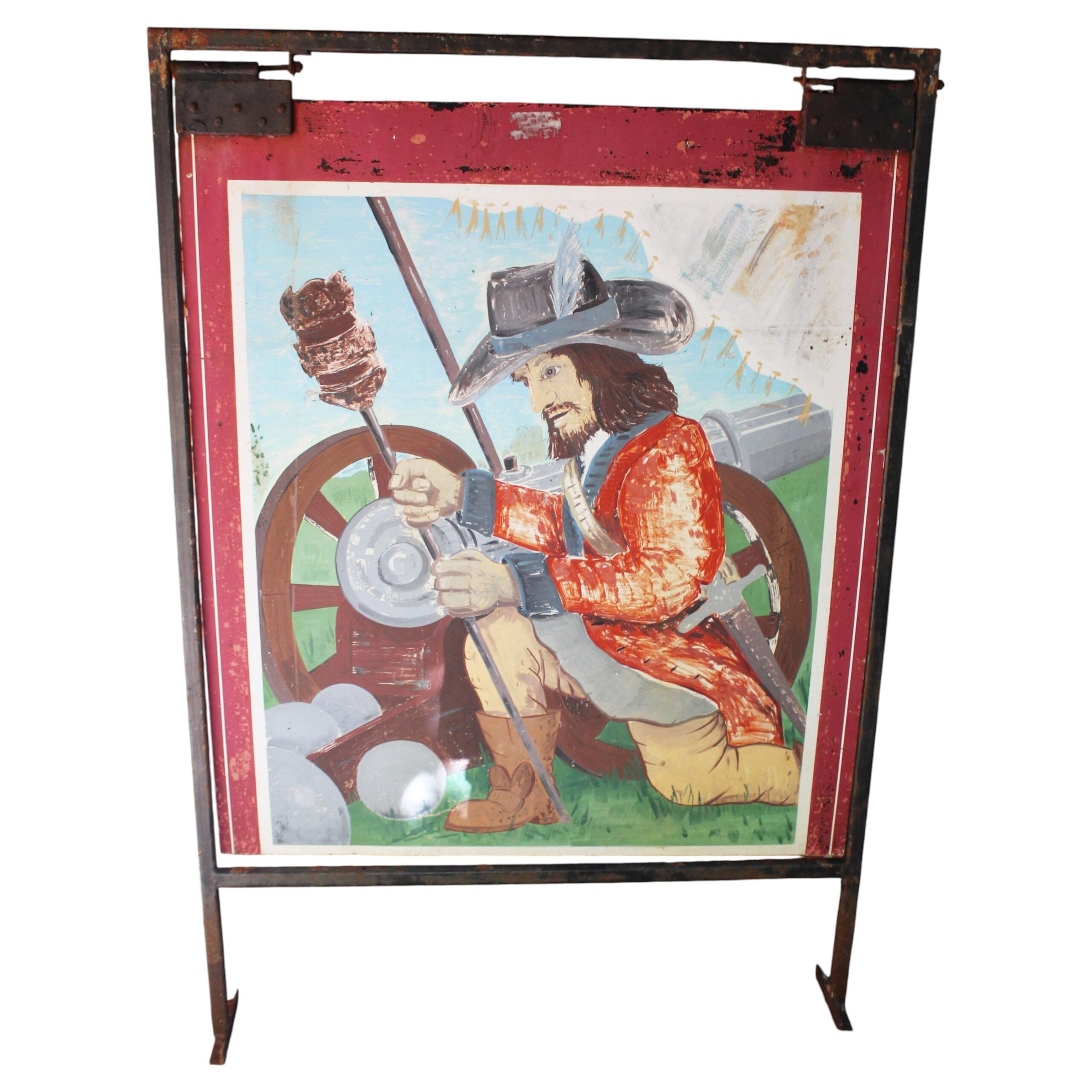 WPS-190: Mid-20th Century English Pub Sign Featuring a Cavalier Loading the Cannon Pub